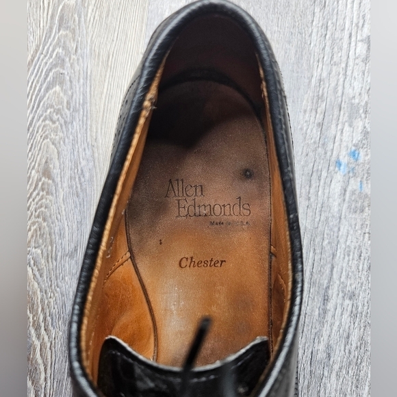 Allen Edmonds Chester shoes Black Oxford wingtips Black Men's 7.5 - Picture 7 of 12